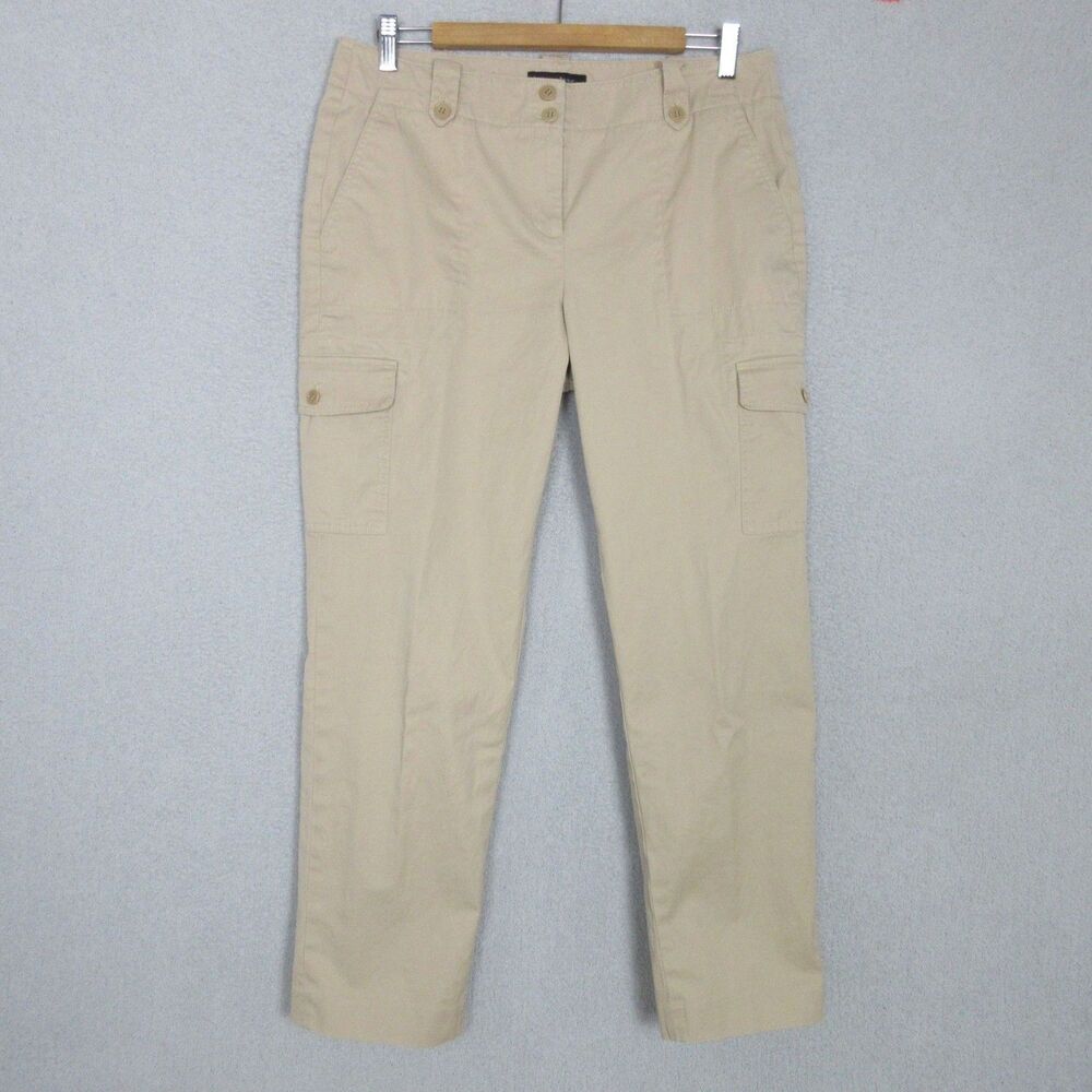 Talbots Signature Cargo Pants Women’s Size 10 Beige Straight Leg Stretch 34x28
